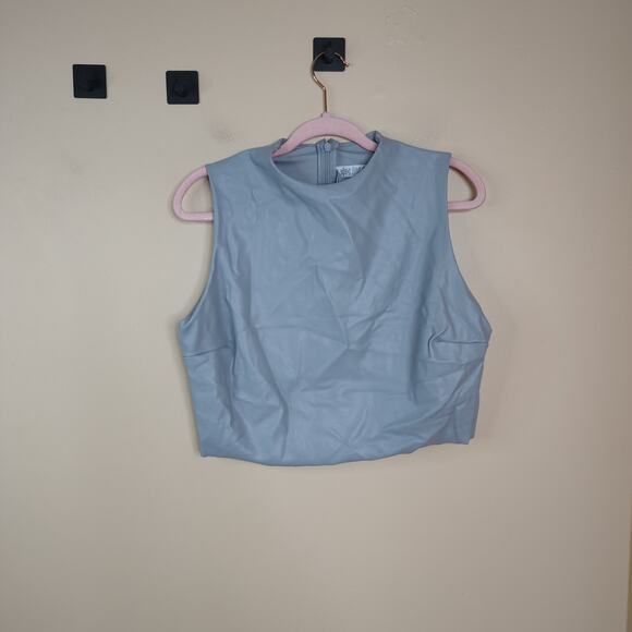 SKIMS Faux Leather Crew Neck Cropped Gray Top Size 3X - Picture 1 of 5